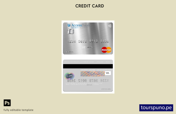 lista para imprimir plantilla de tarjeta mastercard de AccessBank de Tanzania